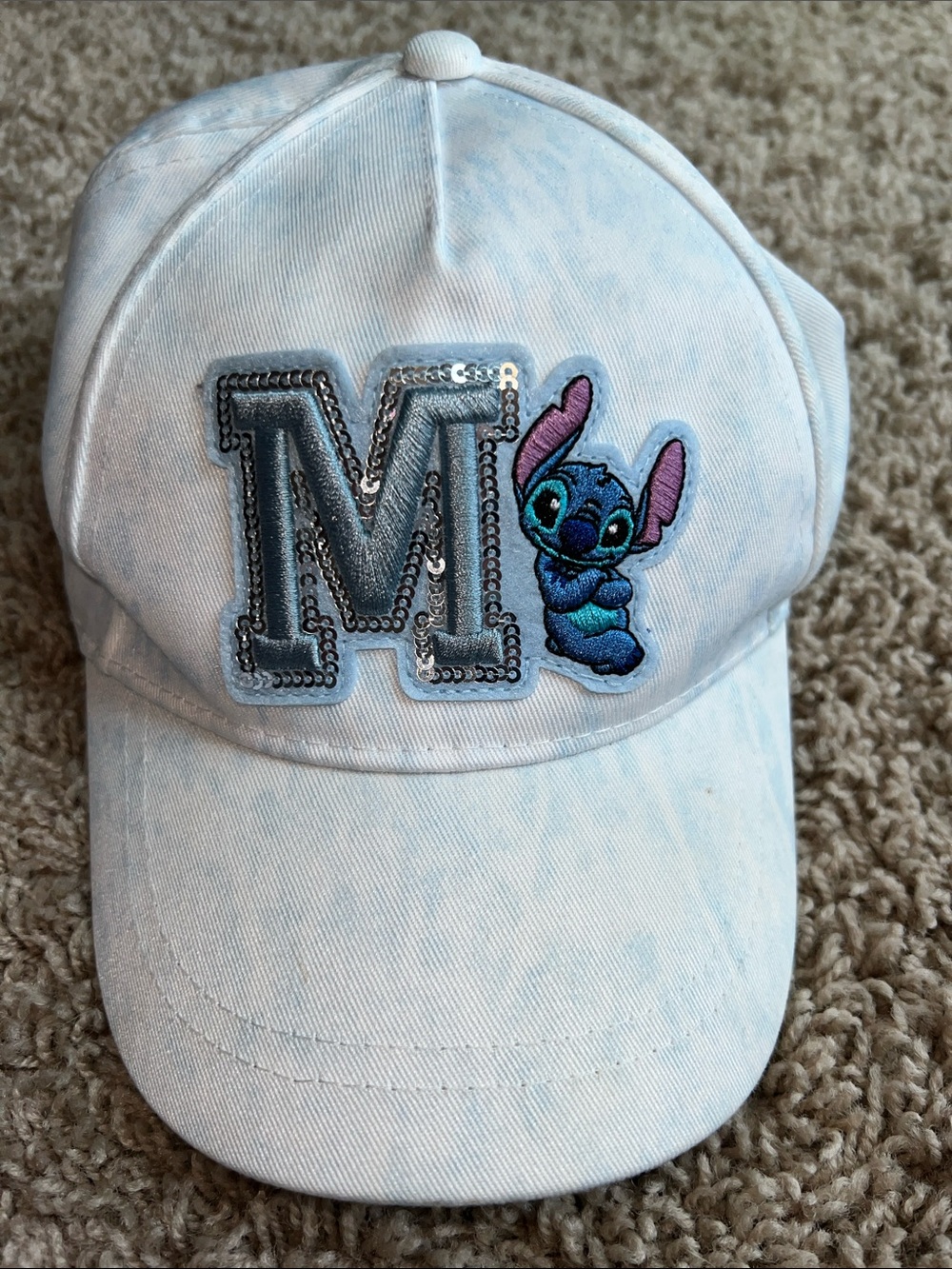 Kids Baseball Cap with Embroidered Stitch Character and 'M' Patch